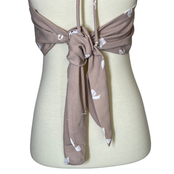 Flirty Taupe Handkerchief Triangle Crop Top Tie Back - Picture 13 of 15